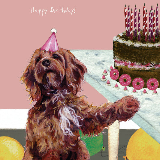 The Little Dog Laughed Wenskaart hond Cockapoo party 15 x 15 cm