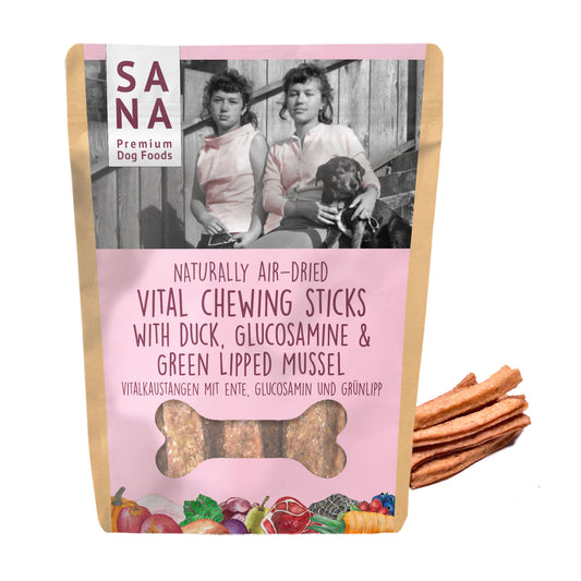 Sanadog natuurlijke kauwsnack hond Vital Chewing Sticks rund eend groenlipmossel 150 gram