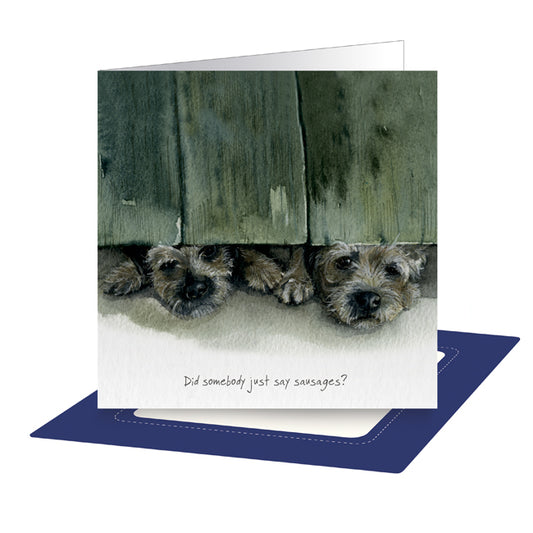 The Little Dog Laughed Wenskaart hond Digger en Bailey de Border Terriërs 15 x 15 cm