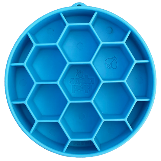 Sodapup slowfeeder hond Honeycomb lichtblauw 20 x 5 cm