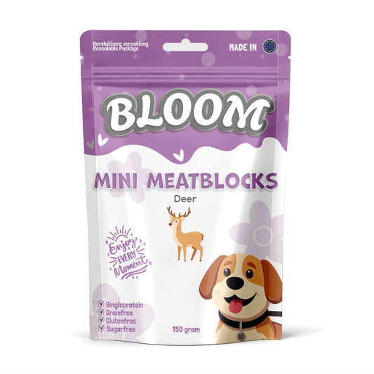Bloom Hert Mini meatblocks natuurlijke trainingssnoepjes hond 150 gram