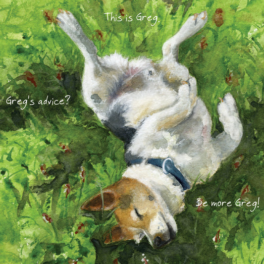 The Little Dog Laughed Wenskaart hond Be more Greg 15 x 15 cm