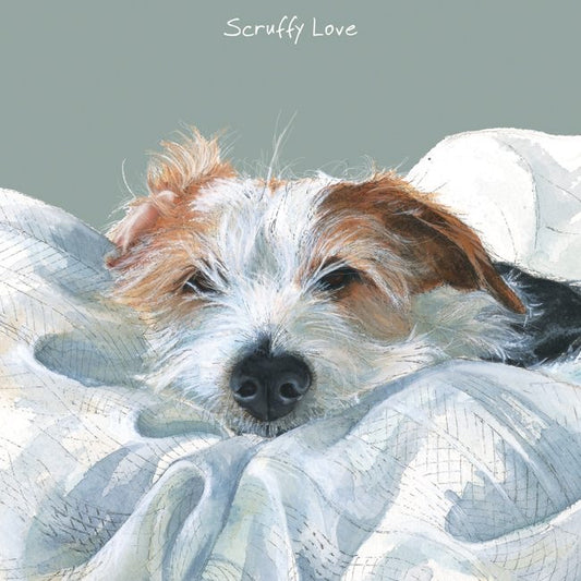 The Little Dog Laughed Wenskaart hond Scruffy love 15 x 15 cm