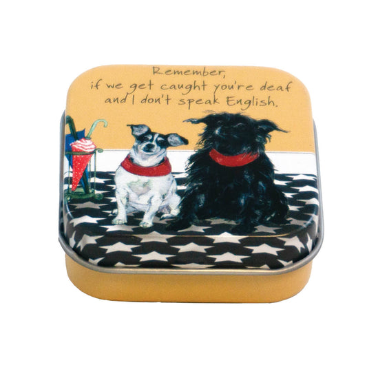 The Little Dog Laughed Mini blikje Teddy en Joshua 5 x 5 x2 cm