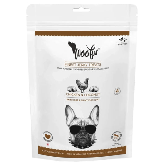 Woofur natuurlijke hondensnoepjes kip kokosnoot 50 gram