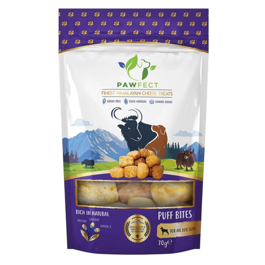 Pawfect natuurlijke kauwsnack hond Puff Bites Yak kaas 70 gram