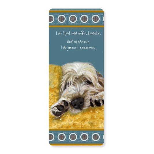 The Little Dog Laughed bladwijzer Great eyebrows dog