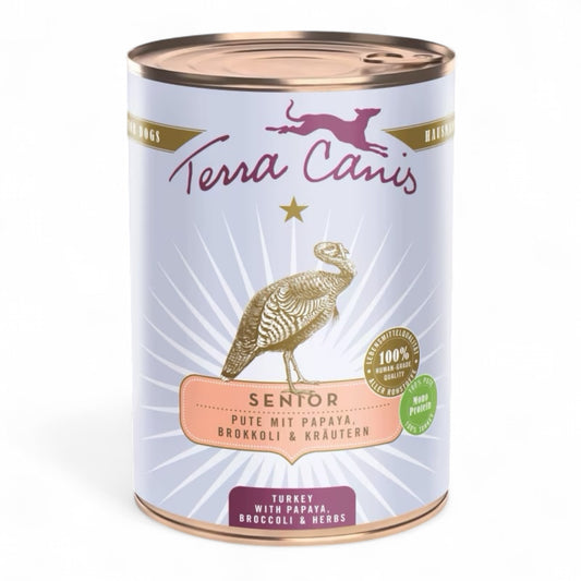 Terra Canis Senior Kalkoen papaya broccoli natuurlijk natvoer hond 400 gram