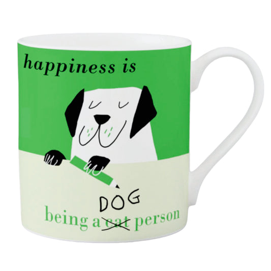 Happiness is being a dog person pencil mok groen Repeat Repeat