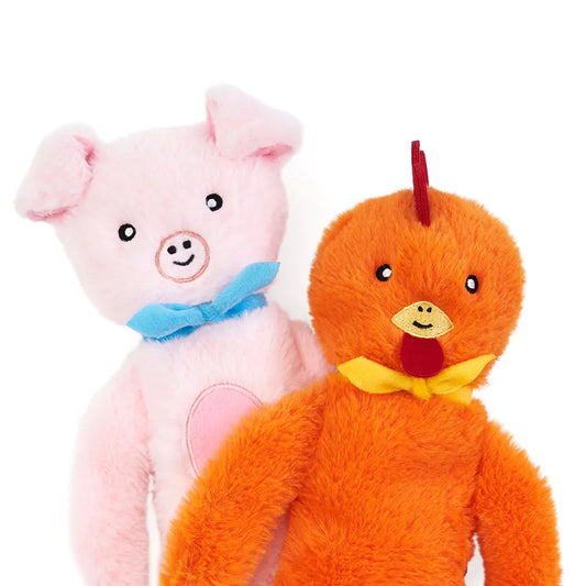 ZippyPaws hondenspeelgoed Fluffy Peltz large varken en kip 43 cm