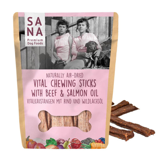 Sanadog natuurlijke kauwsnack hond Vital Chewing Sticks rund zalm 150 gram