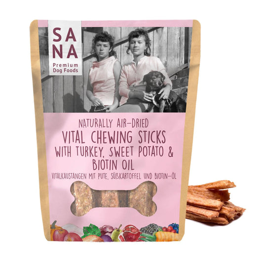 Sanadog natuurlijke kauwsnack hond Vital Chewing Sticks rund kalkoen lijnzaad 150 gram