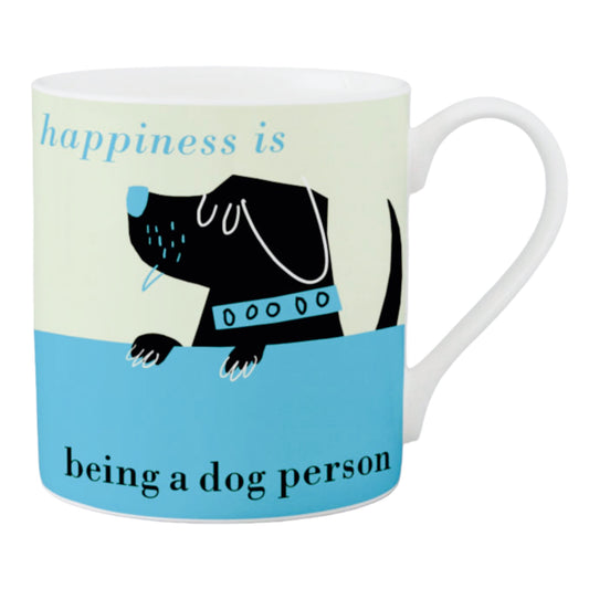 Happiness dog person  mok blauw Repeat Repeat