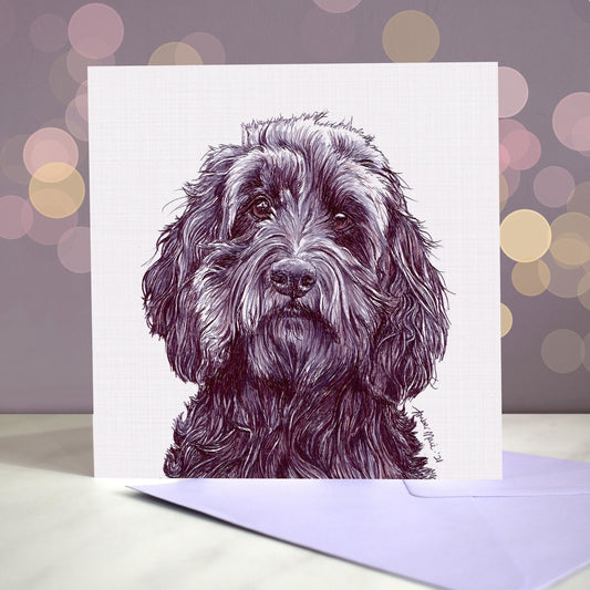 Amber Marie wenskaart cockapoo zwart 15 x 15 cm