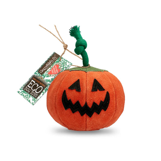 Green & Wild's Patch the Pumpkin suède hondenspeelgoed 24 cm