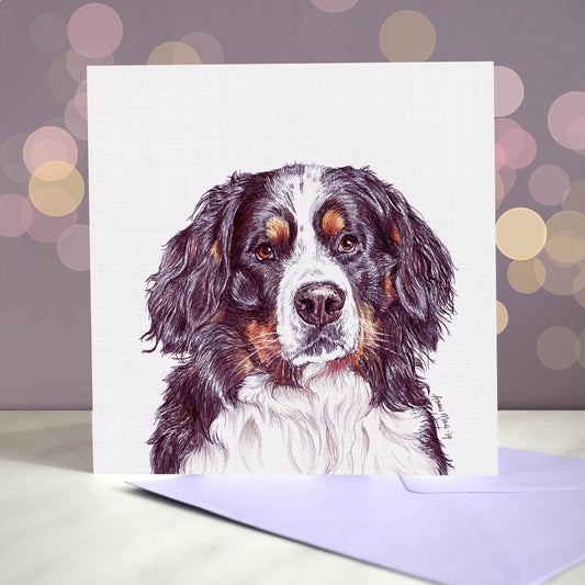 Amber Marie wenskaart hond Berner Sennenhond 15 x 15 cm