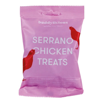 Buddylicious Serrano Chicken treats varken kip natuurlijke trainingssnoepjes hond 100 gram