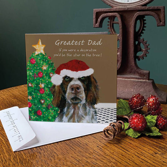 The Little Dog Laughed kerstkaart Bryn spaniël 15 x 15 cm