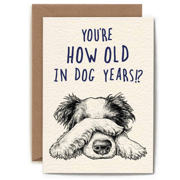 Bewilderbeest verjaardagskaart You're how old in dog years 13 x 18 cm