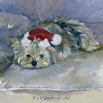 The Little Dog Laughed Wenskaart hond Tubbs the Yorkie kerstkaart 15 x 15 cm