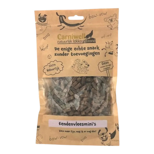 Carniwell Eendenvlees mini blokjes natuurlijke trainingssnoepjes hond 200 gram