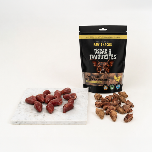 Oscar’s Favourites gevriesdroogde kippenhart 40 gram