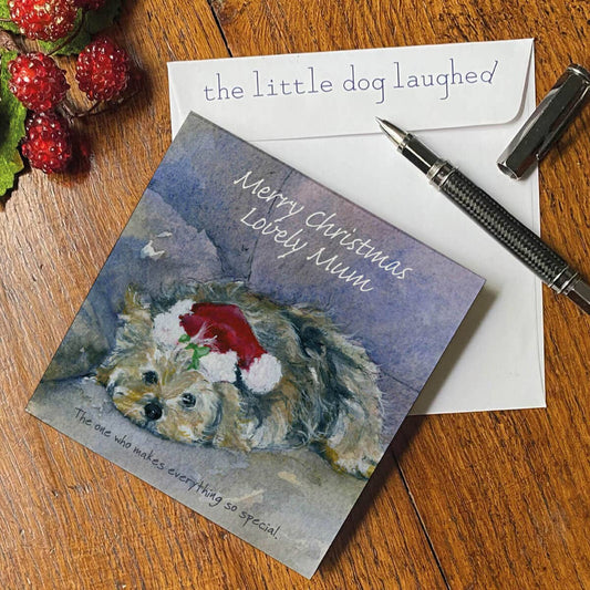 The Little Dog Laughed kerstkaart Yorkshire terriër Tubbs 15 x 15 cm
