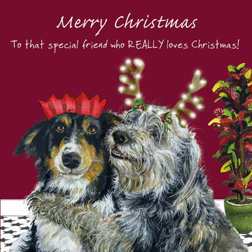 The Little Dog Laughed kerstkaart collie dogs merry Christmas 15 x 15 cm