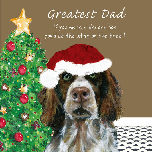 The Little Dog Laughed kerstkaart Bryn spaniël 15 x 15 cm