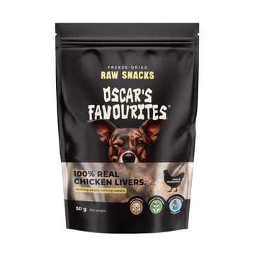 Oscar’s Favourites  kippenlever gevriesdroogde tussendoor snack 50 gram