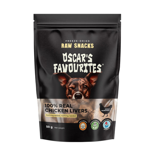 Oscar’s Favourites  kippenlever gevriesdroogde tussendoor snack 50 gram