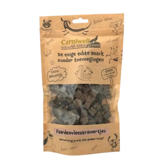 Carniwell Paardenvlees blokjes natuurlijke trainingssnoepjes hond 200 gram