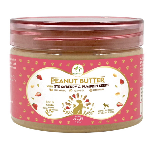 Pawfect Pindakaas topping hond aardbei en pompoenpitten 275 gram