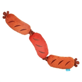 BARK Lickin Links hondenspeeltje met pieper drie pluche worstjes