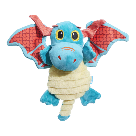 BARK Grimbold The Dragon blauw hondenspeeltje met pieper 26,5 cm