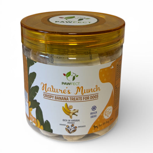Pawfect gevriesdroogde banaan tussendoor snack voor honden 60 gram