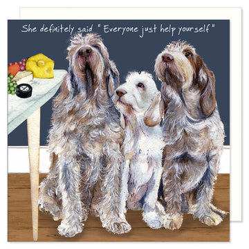 The Little Dog Laughed wenskaart spinoni 15 x 15 cm
