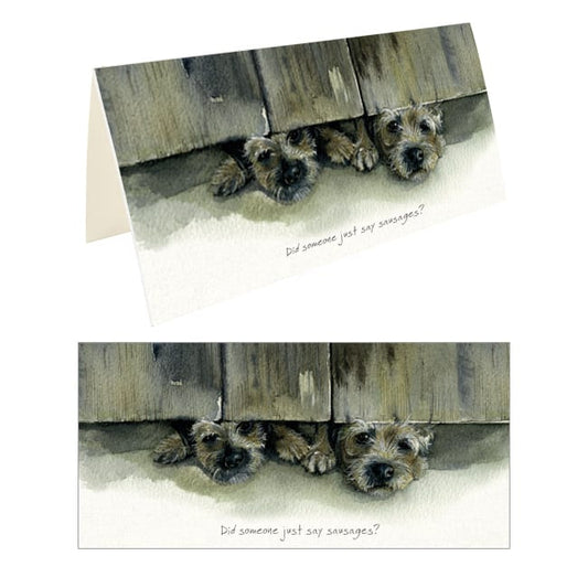 The Little Dog Laughed Wenskaart hond Digger en Bailey de Border Terriërs 20 x 10 cm