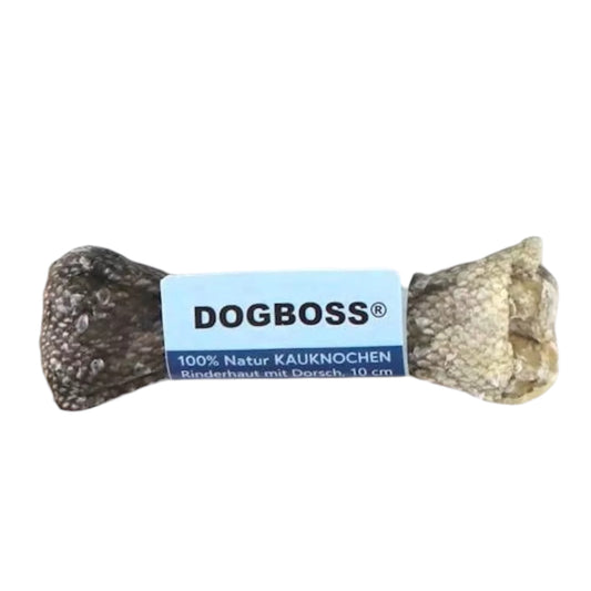 Dogboss kauwbot kabeljauw runderhuid 10 cm kleine hond