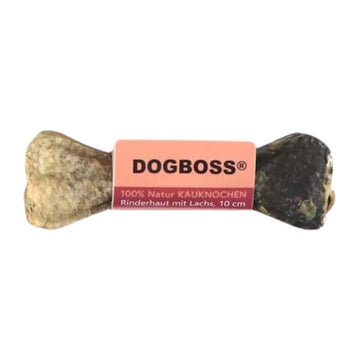 Dogboss kauwbot zalm runderhuid 10 cm kleine hond