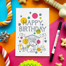 Bow wow birthday card, eetbare verjaardagskaart van Scoffpaper