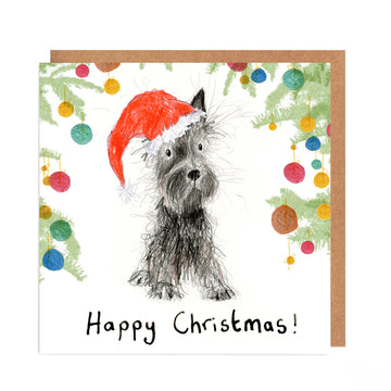 Catherine Rayner Miles the Scottie kerstwenskaart hond 15 x 15 cm