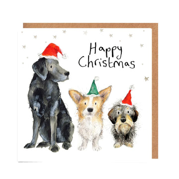 Catherine Rayner Chrismas Dog kerstwenskaart hond 15 x 15 cm