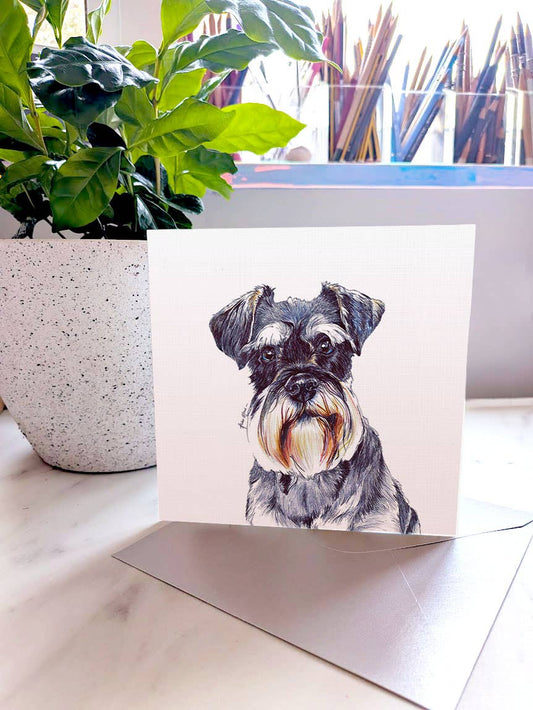 Amber Marie wenskaart miniatuur schnauzer 15 x 15 cm