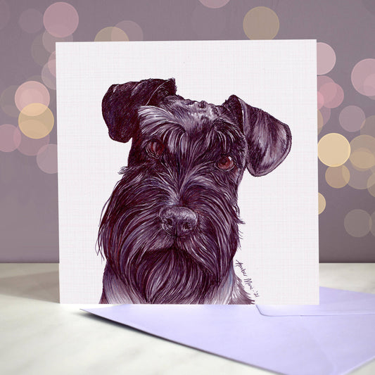 Amber Marie wenskaart schnauzer zwart 15 x 15 cm