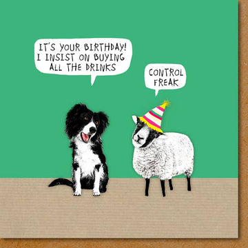 Sally Scaffardi verjaardagskaart border collie 15 x 15 cm
