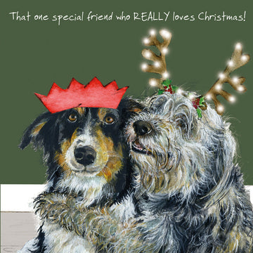 The Little Dog Laughed kerstkaart collie dogs special friends 15 x 15 cm