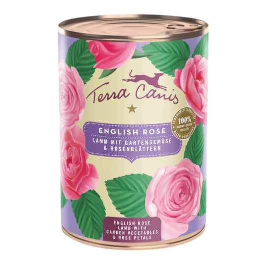 Terra Canis English Rose lam groente rozenblaadjes natuurlijk natvoer hond 400 gram