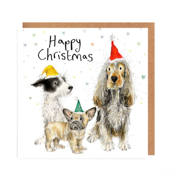 Catherine Rayner Motley Dog Friends kerstkaart hond 15 x 15 cm