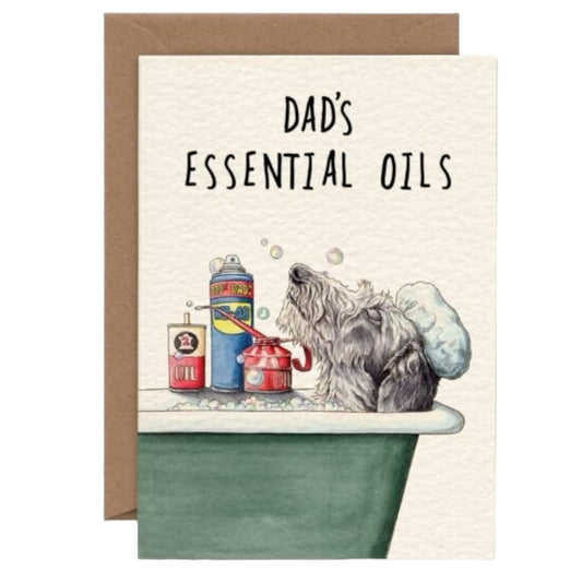 Bewilderbeest wenskaart hond Dad’s essential oils 13 x 18 cm